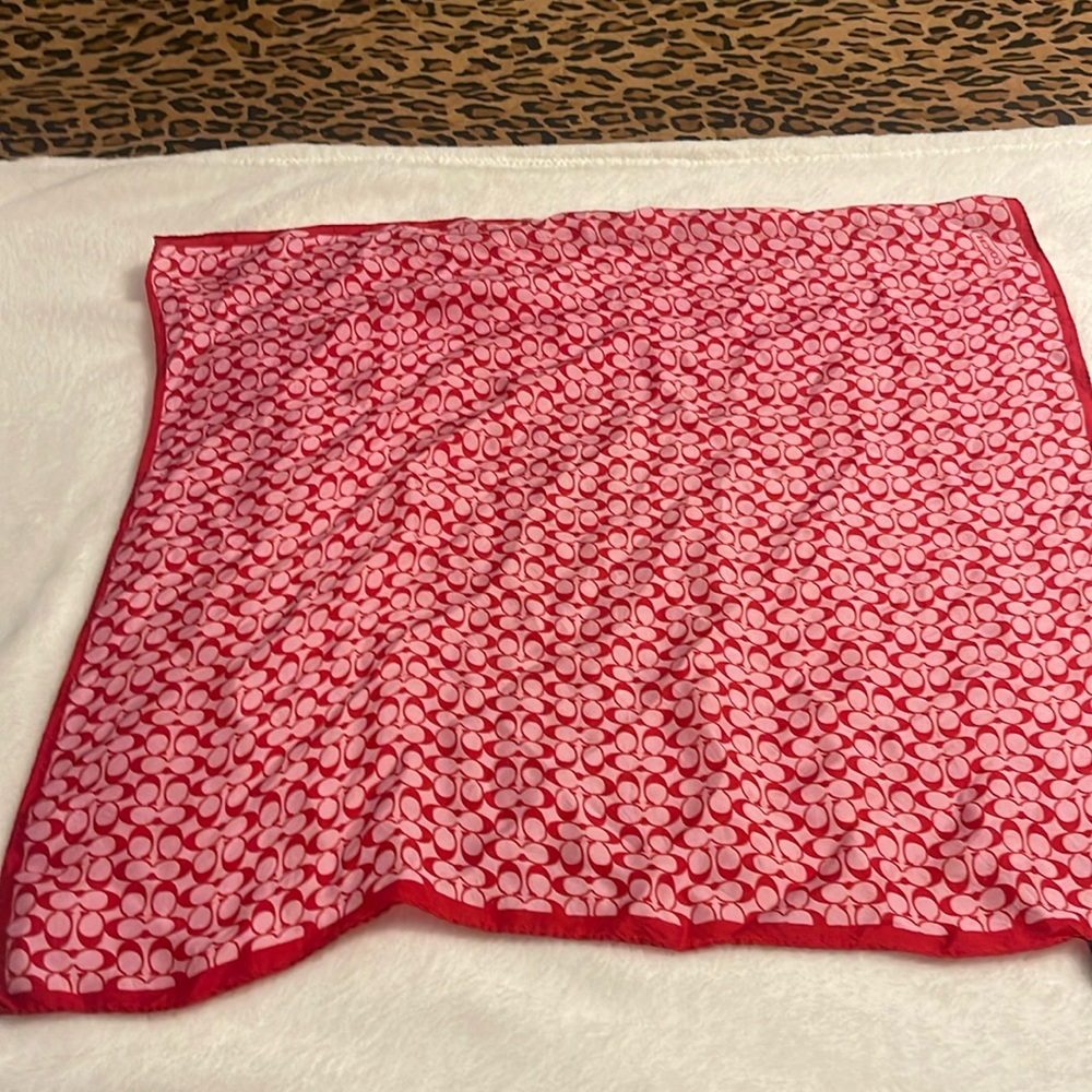 Coach red signature print scarf